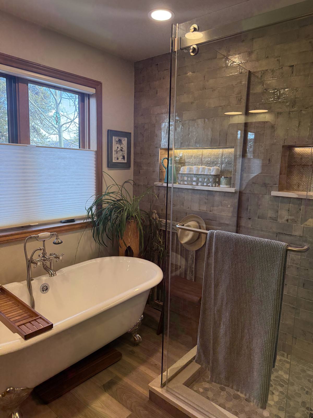 Detail of the custom shower tile work, Larson Lane