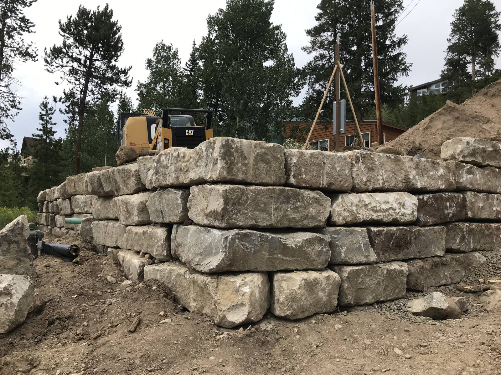 Retaining wall construction, Ptarmigan garage addition